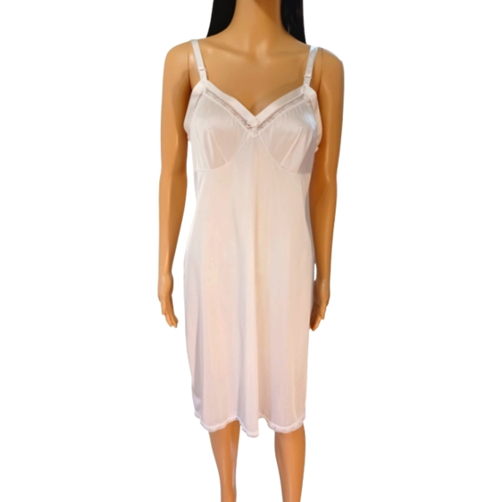 Vintage Full Slip White Lace Trim 38 Tall